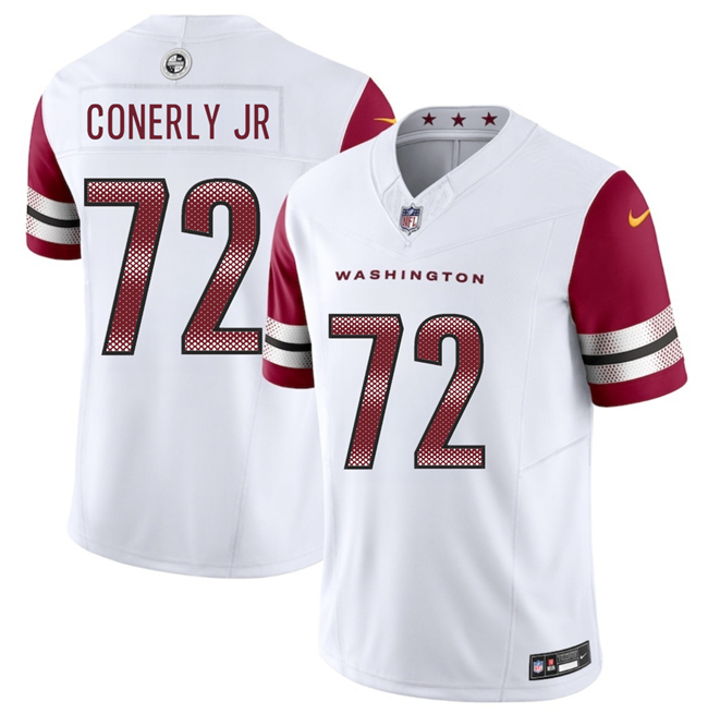 Men's Washington Commanders Josh Conerly Jr White 2025 Draft F.U.S.E. Vapor Limited Stitched Football Jersey